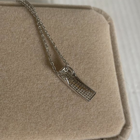 NWOT Silver Tone Pave CZ Pendant + Chain - Picture 4 of 4